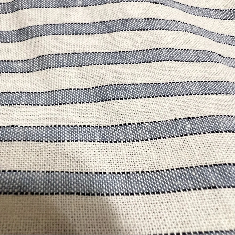 Pottery Barn Navy and White Striped Fabric Cotton Linen 20X26 Pillow Cover Only